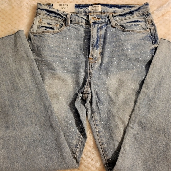 Kenzie High-Rise The Erica Blue Jeans Denim Size 6 Rhinestone - Picture 1 of 3
